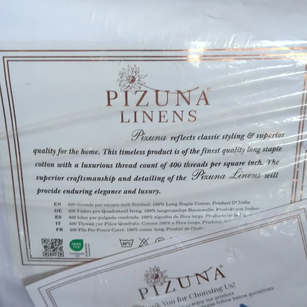 Pizuna Pure 100% Cotton King Duvet Cover with Shams, Luxurious 400 Thread Count